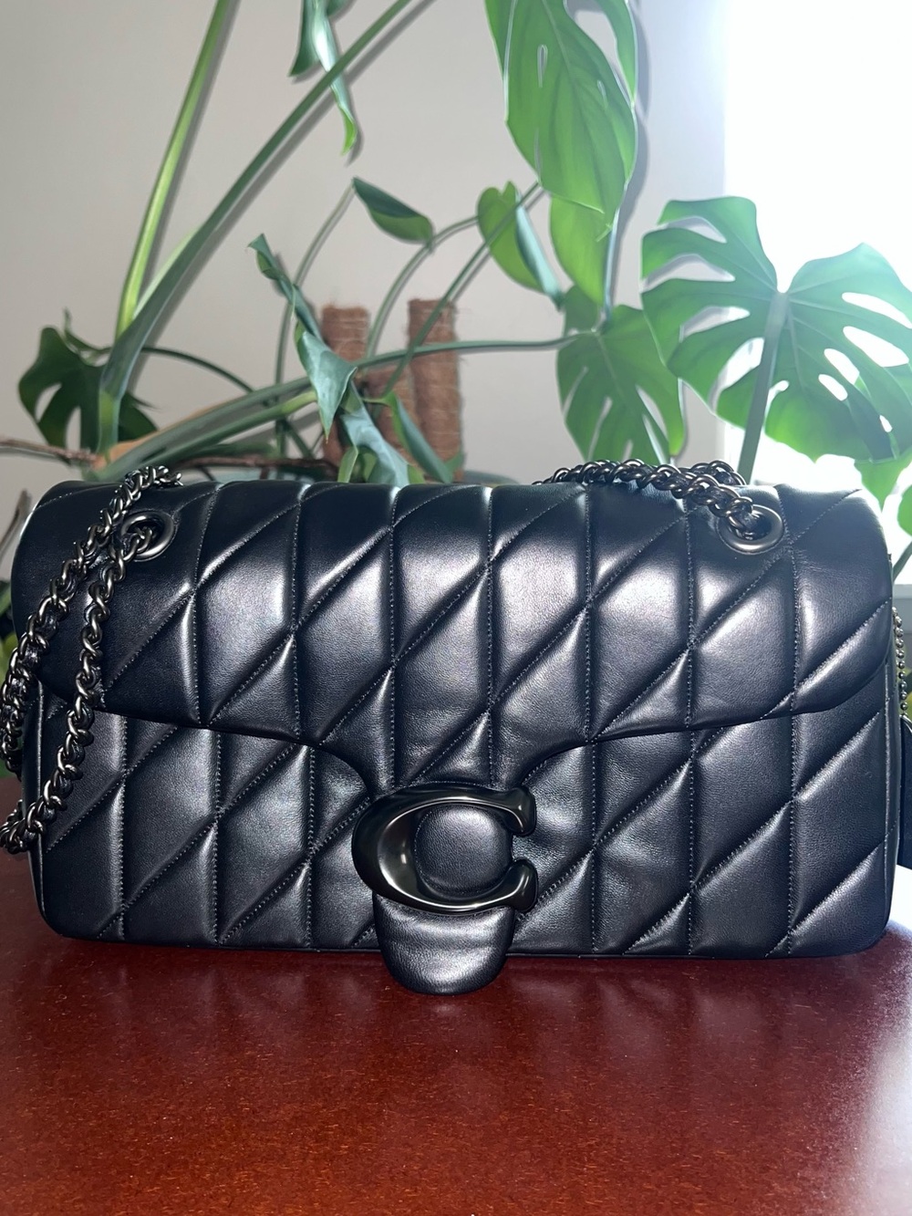 Coach Quilted Tabby 33 Shoulder Bag in Black with Chain Strap
